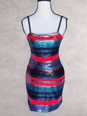 WAYF Sequin Striped Bodycon Mini Dress - XS